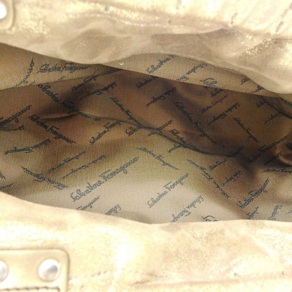 Salvatore Ferragamo tote bag stitch suede �~ leather Authentic used - Picture 6 of 8